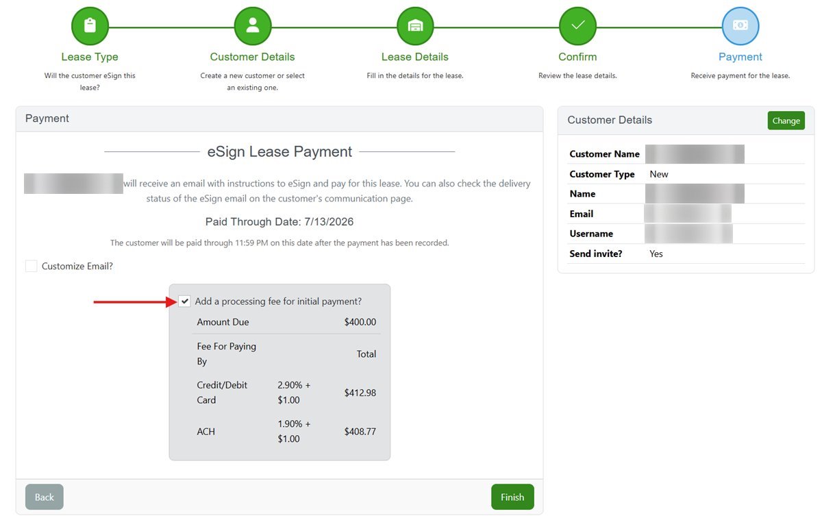 Initial payment processing fee not charged | Unit Trac