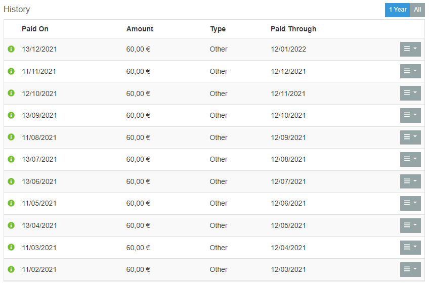 Payment History